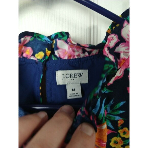 J. Crew Woman M High Ruffle Neck Floral Sleeveless Tank Keyhole Pullover - Picture 3 of 7